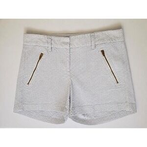 J.Crew Womens Seersucker Pinstripe Shorts Light Blue White 100% Cotton Small 0‎